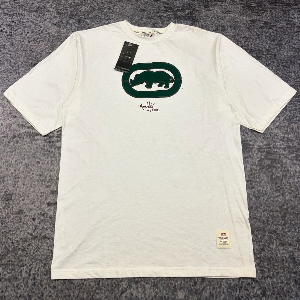 NWT VTG Ecko UNLTD T Shirt Mens Medium White Rhino Hip-Hop Skater Oversized Y2K
